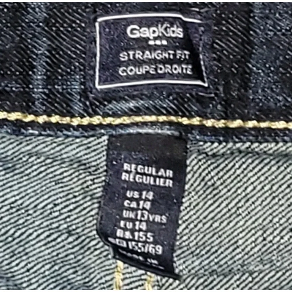 Gap Kids Boys 14 Dark Blue Denim Jeans Straight Fit Coupe Droite